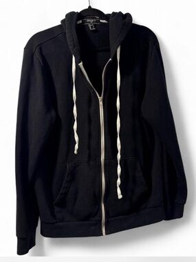 Forever 21 Men Black Hoodie with White Trim
